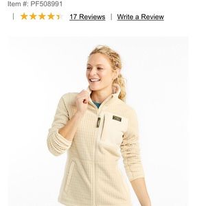 NWT LL Bean windproof fleece size
